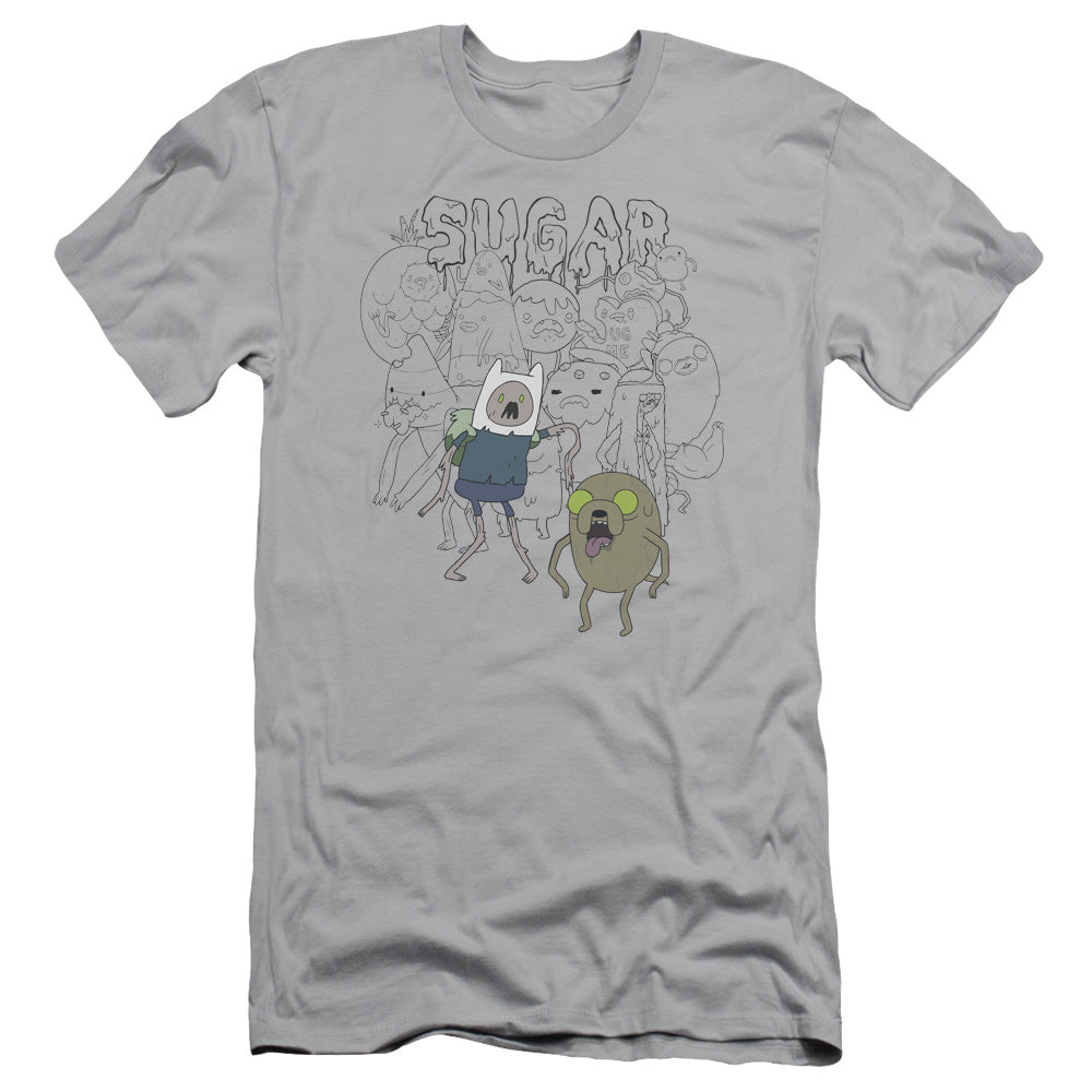 Adventure Time Sugar Zombies Slim Fit Mens T Shirt Silver