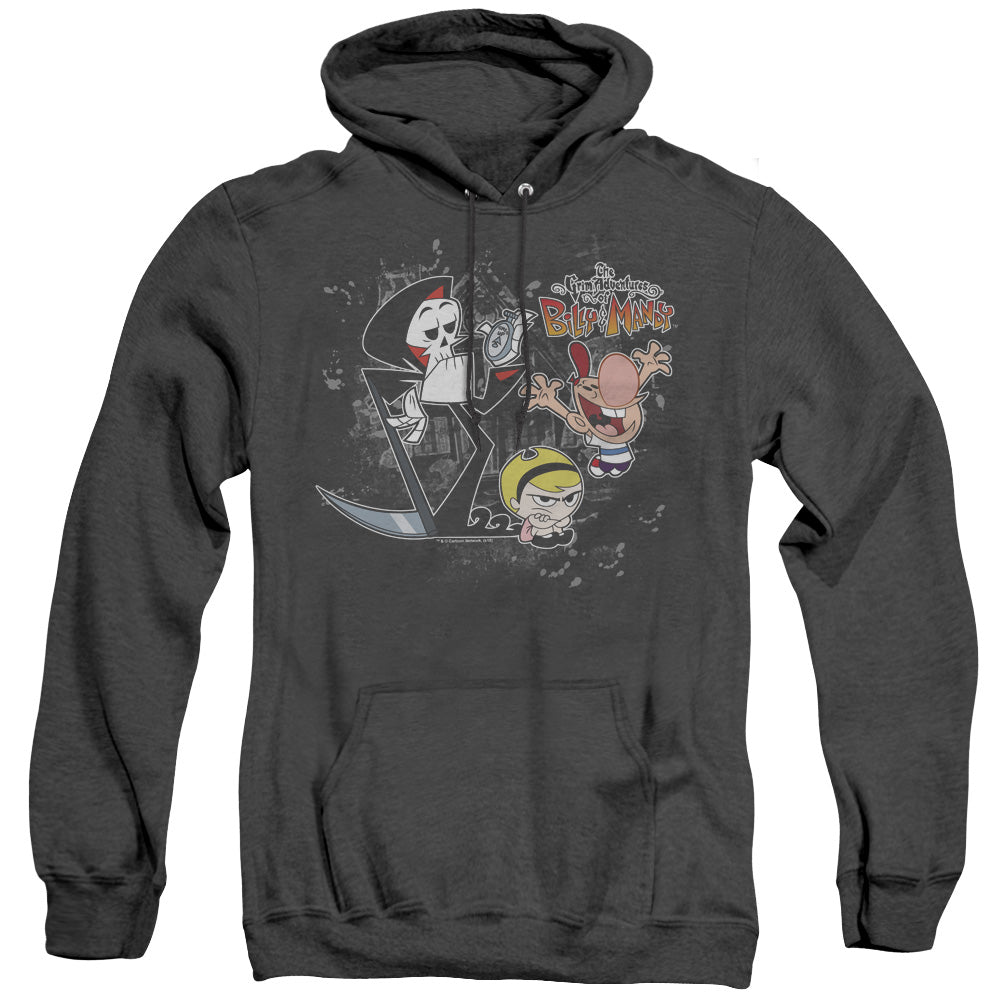 Billy & Mandy Splatter Cast Mens Heather Hoodie Black Officially Licensed