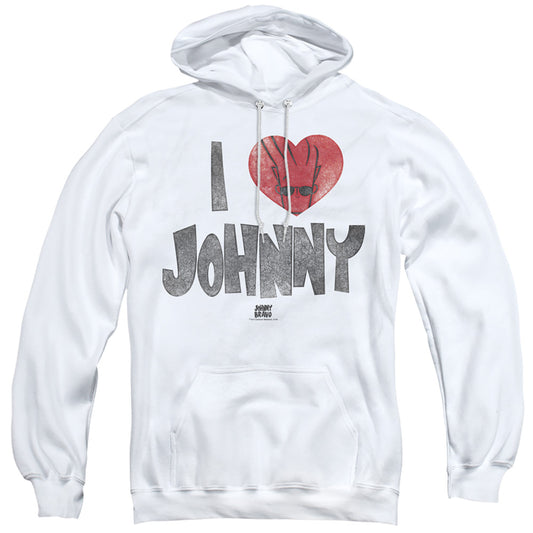 Johnny Bravo I Heart Johnny Mens Hoodie White