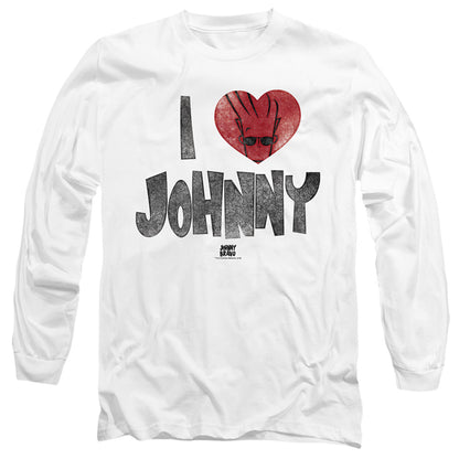 Johnny Bravo I Heart Johnny Mens Long Sleeve Shirt White