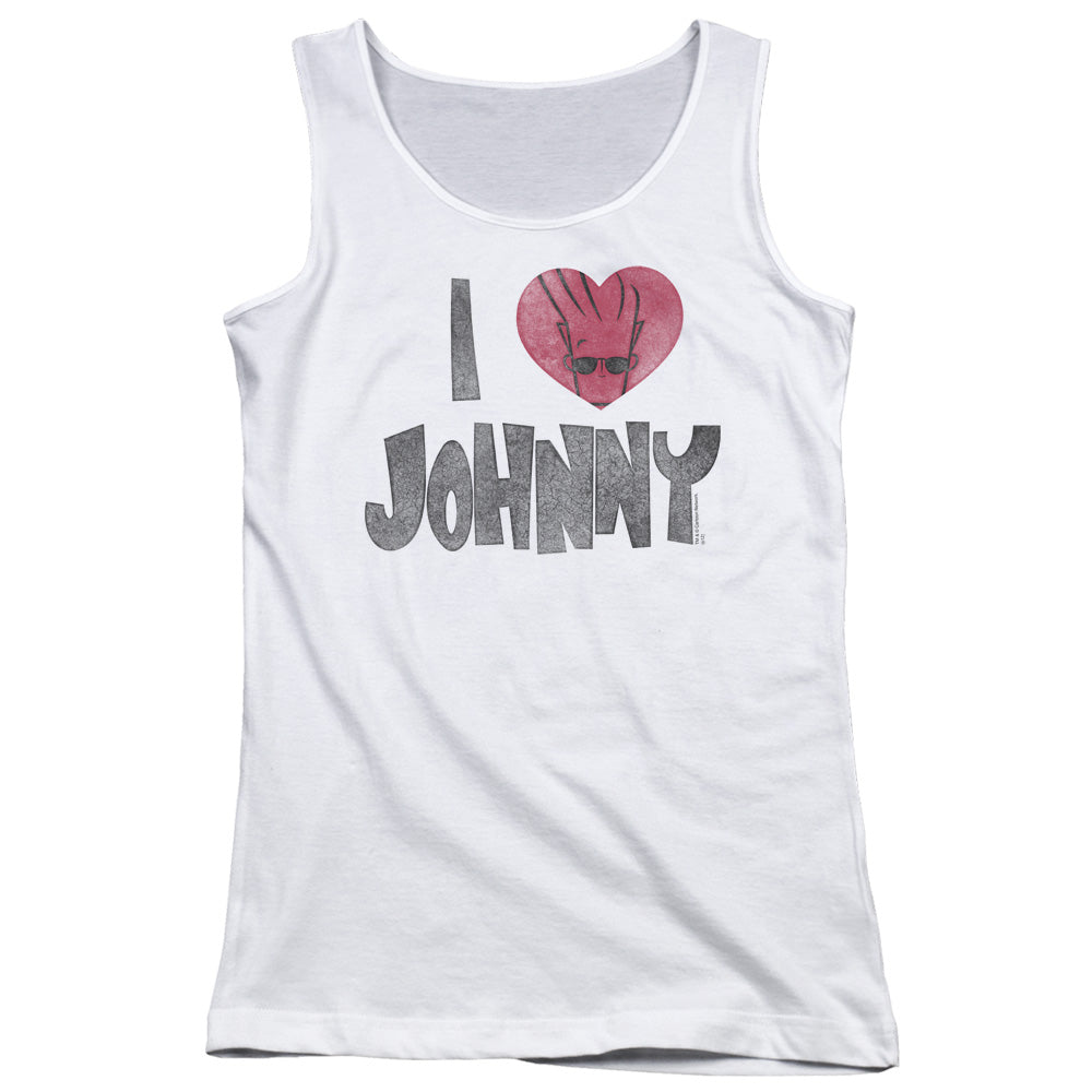 Johnny Bravo I Heart Johnny Womens Tank Top Shirt White