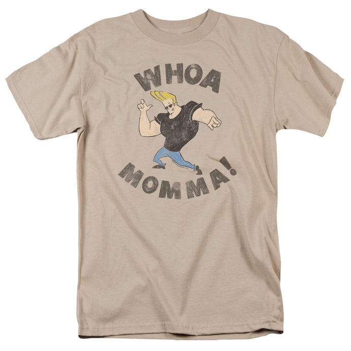 Johnny Bravo Whoa Momma Mens T Shirt Sand