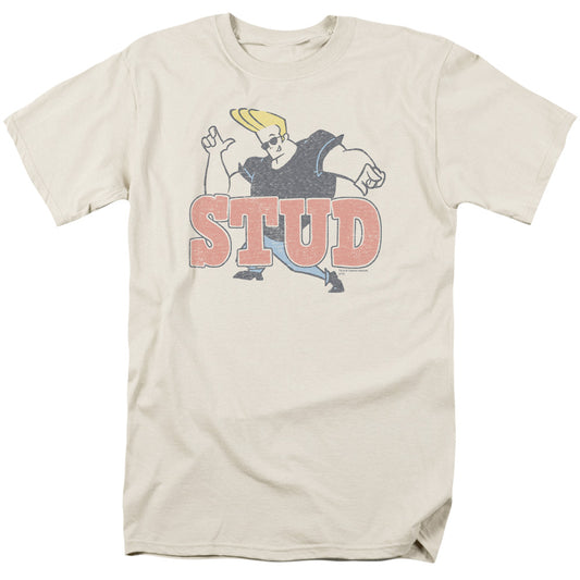 Johnny Bravo Stud Mens T Shirt Cream