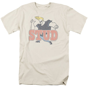 Johnny Bravo Stud Mens T Shirt Cream