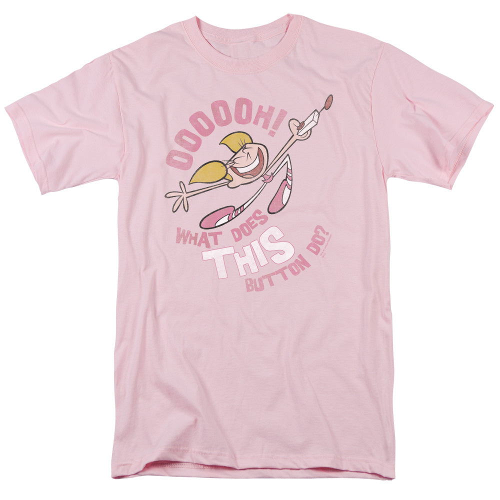 Dexters Laboratory Button Mens T Shirt Pink