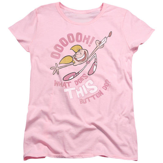Dexters Laboratory Button Womens T Shirt Pink