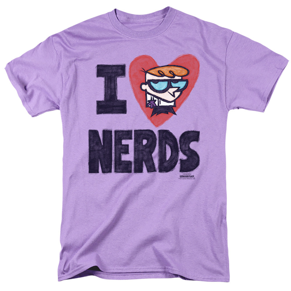 Dexters Laboratory I Heart Nerds Mens T Shirt Lavender