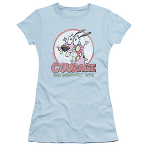 Courage the Cowardly Dog Vintage Courage Junior Sheer Cap Sleeve Womens T Shirt Light Blue