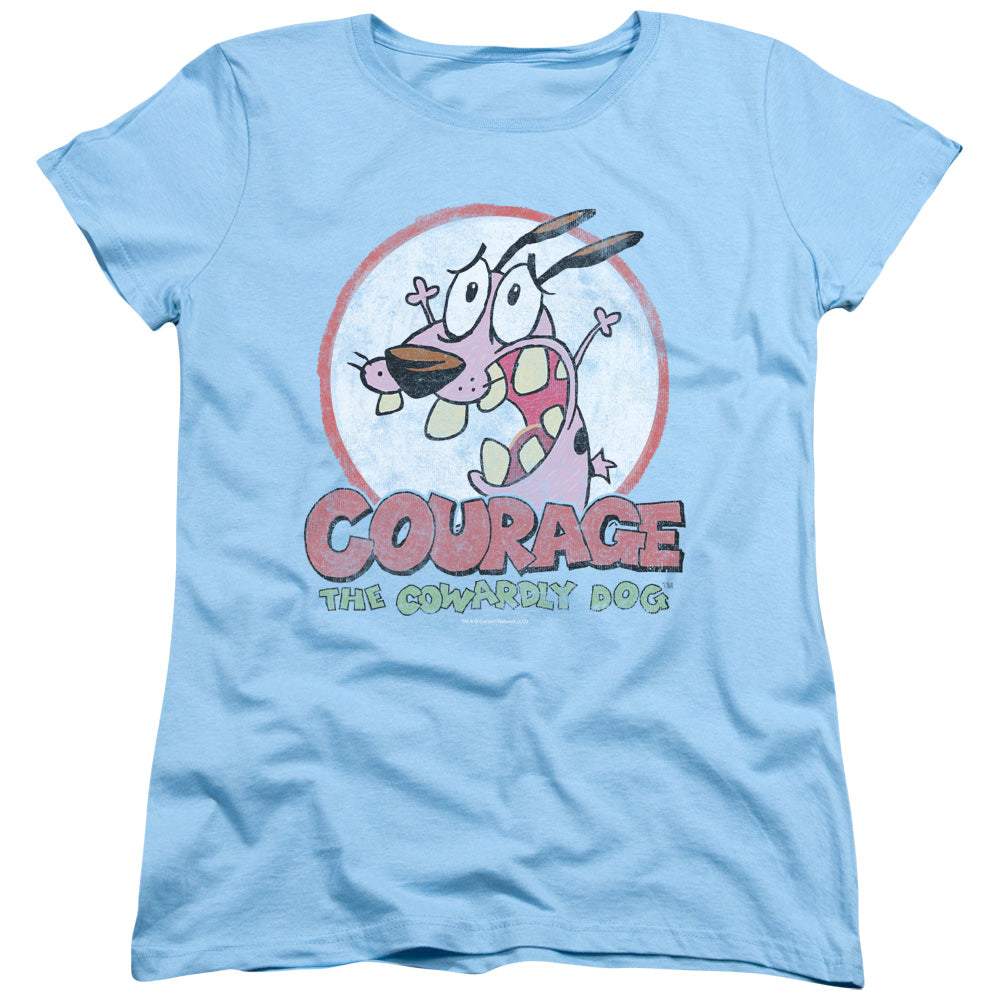 Courage the Cowardly Dog Vintage Courage Womens T Shirt Light Blue