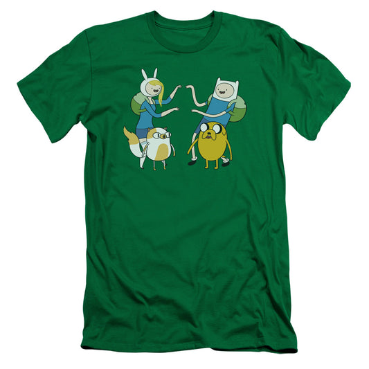 Adventure Time Meet Up Slim Fit Mens T Shirt Kelly Green