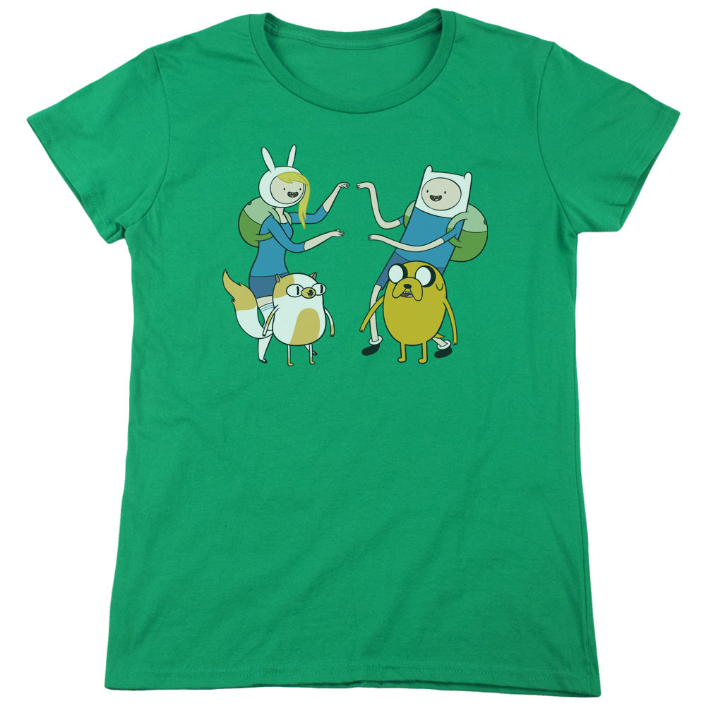 Adventure Time Meet Up Womens T Shirt Kelly Green