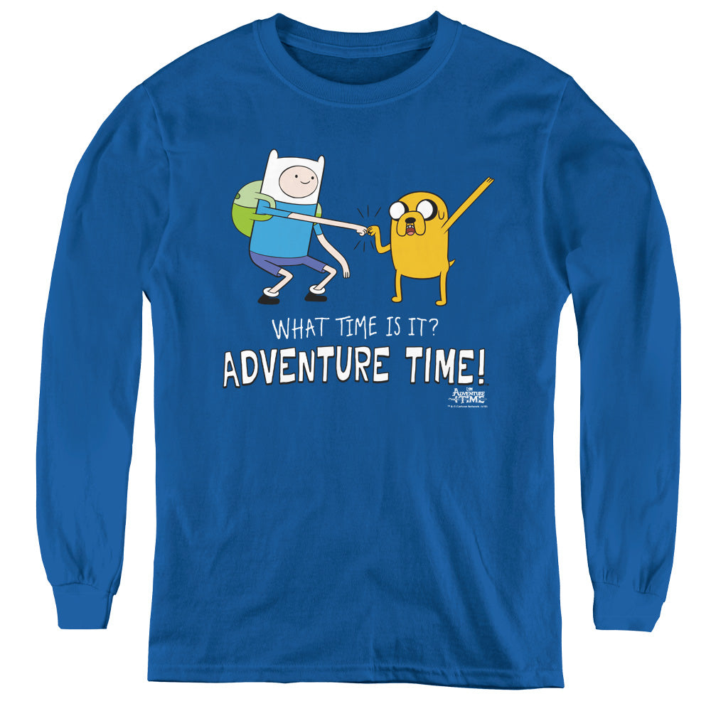 Adventure Time Fist Bump Long Sleeve Kids Youth T Shirt Royal Blue