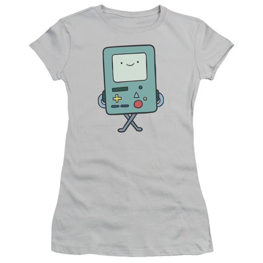 Adventure Time Bmo Junior Sheer Cap Sleeve Womens T Shirt Silver