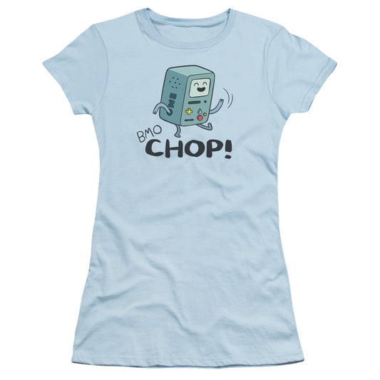 Adventure Time Bmo Chop Junior Sheer Cap Sleeve Womens T Shirt Light Blue