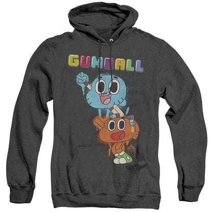 Amazing World Of Gumball Gumball Spray Mens Heather Hoodie Black