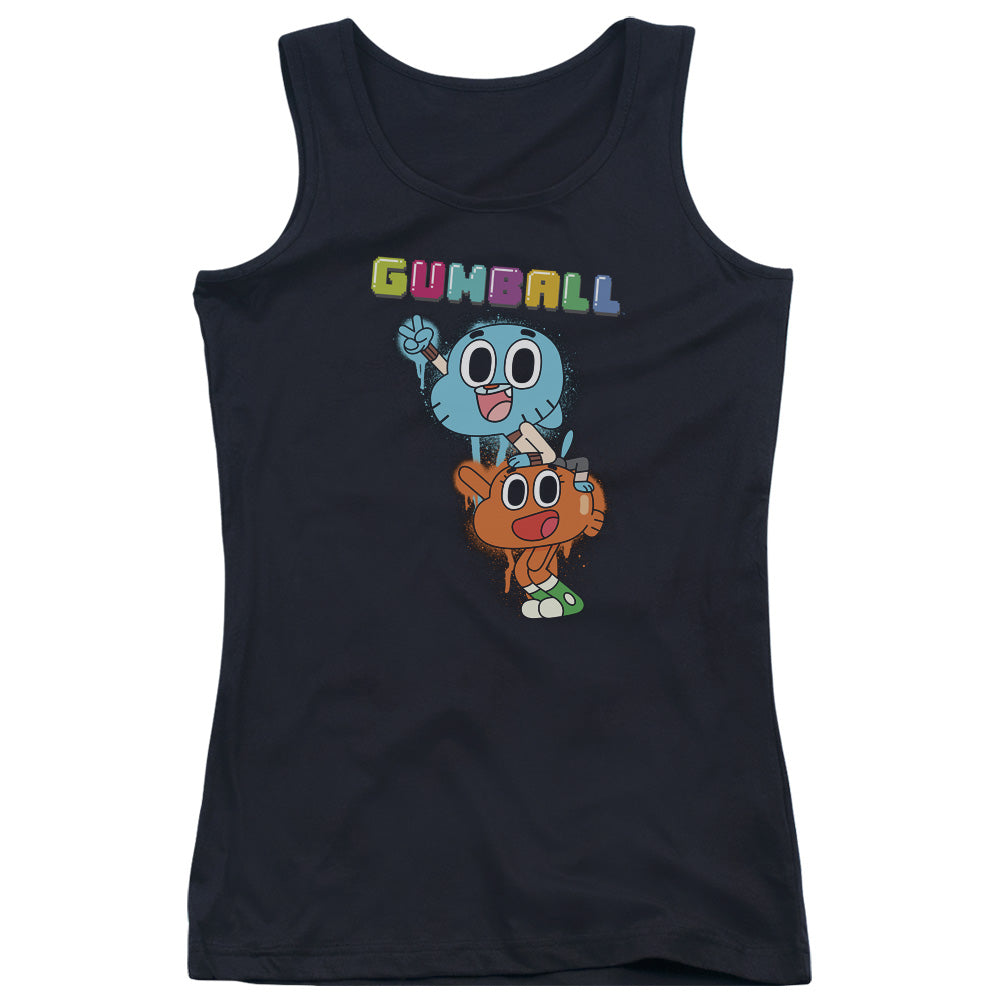 Amazing World of Gumball Gumball Spray Womens Tank Top Shirt Black