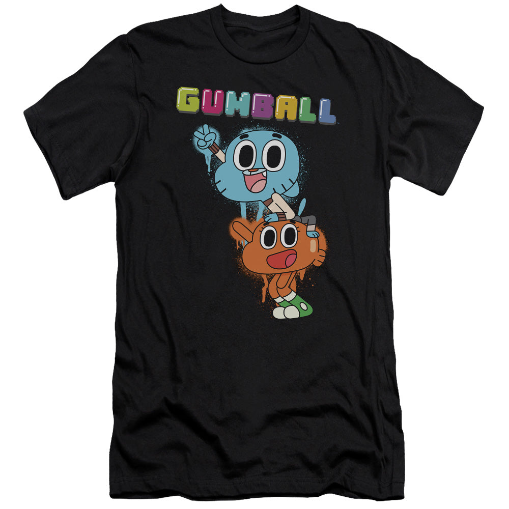 Amazing World of Gumball Gumball Spray Slim Fit Mens T Shirt Black