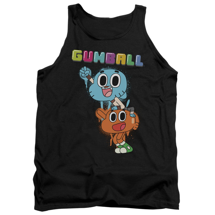 Amazing World of Gumball Gumball Spray Mens Tank Top Shirt Black