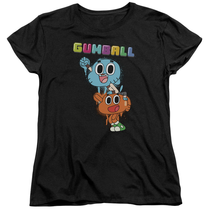 Amazing World of Gumball Gumball Spray Womens T Shirt Black
