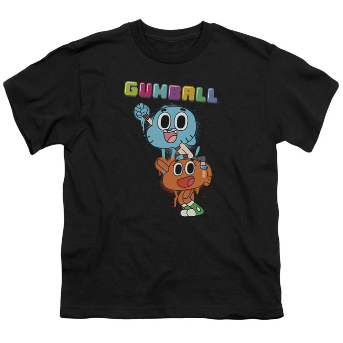 Amazing World of Gumball Gumball Spray Kids Youth T Shirt Black