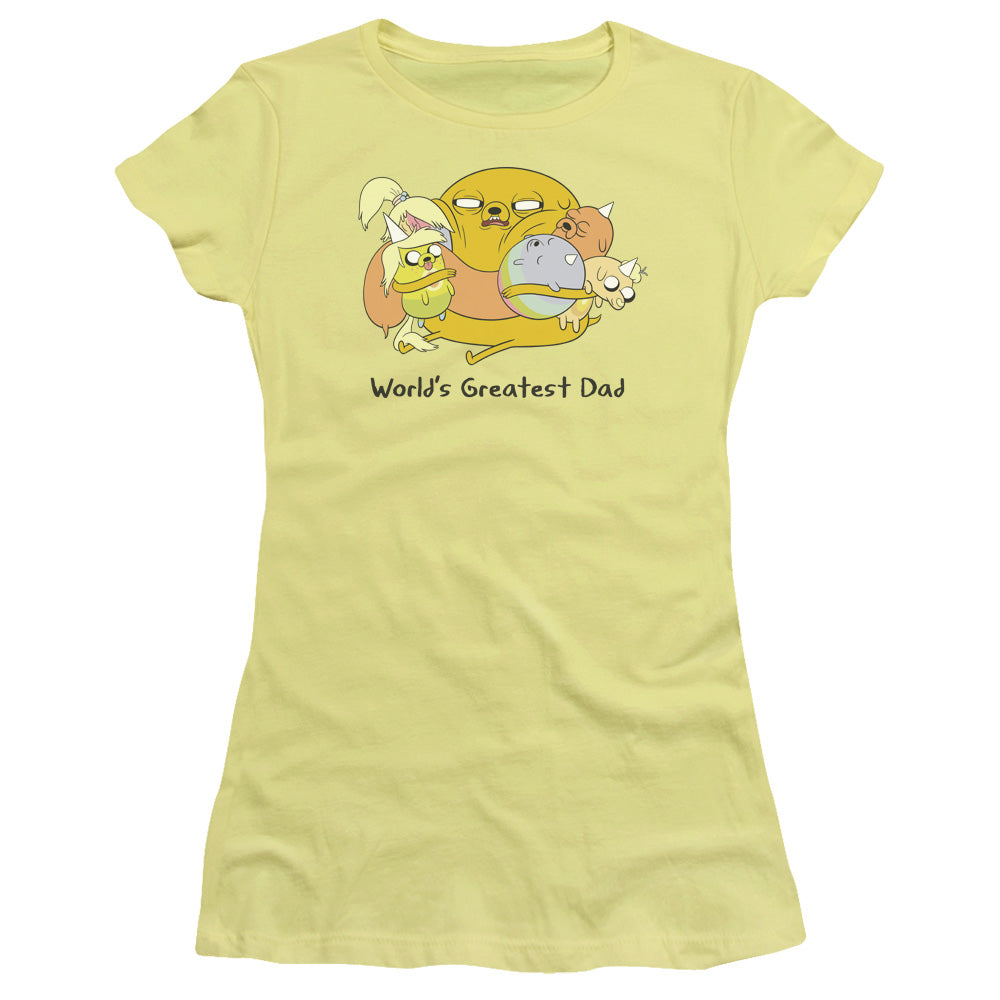 Adventure Time Worlds Greatest Dad Junior Sheer Cap Sleeve Womens T Shirt Banana