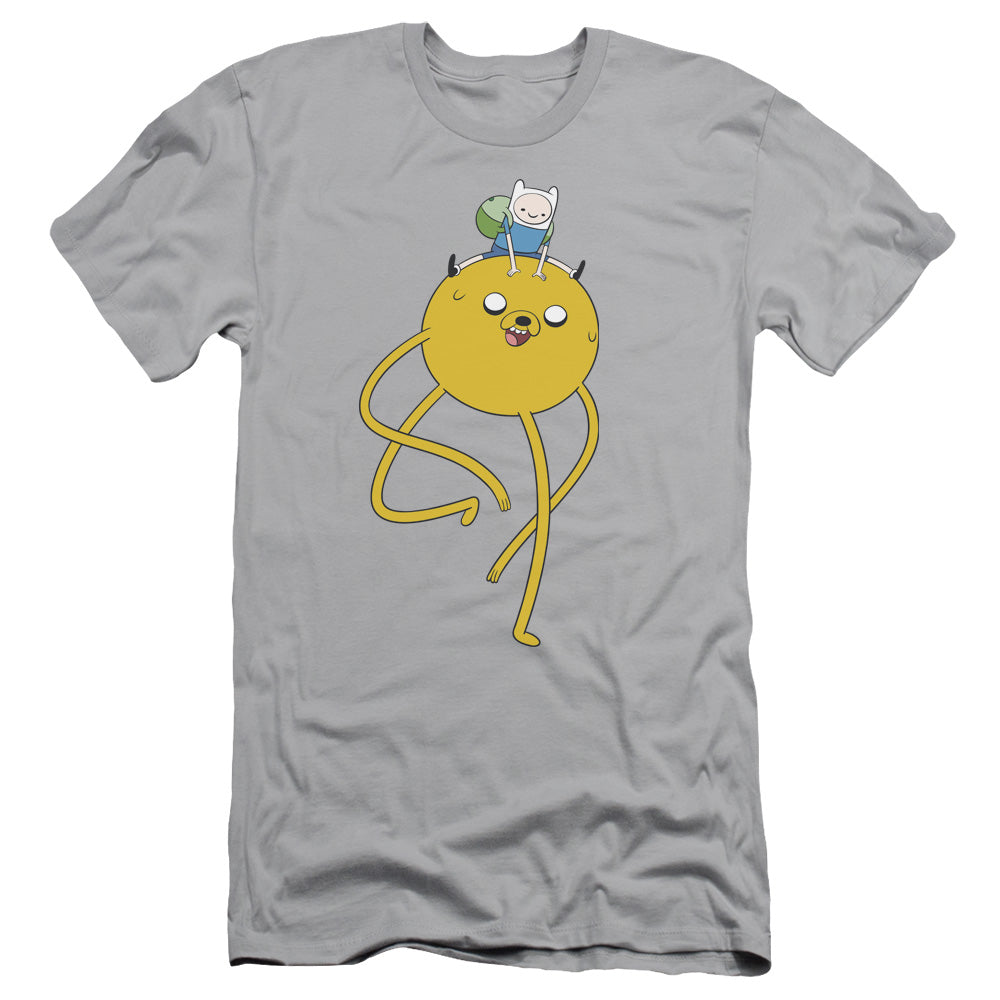 Adventure Time Jake Ride Slim Fit Mens T Shirt Silver