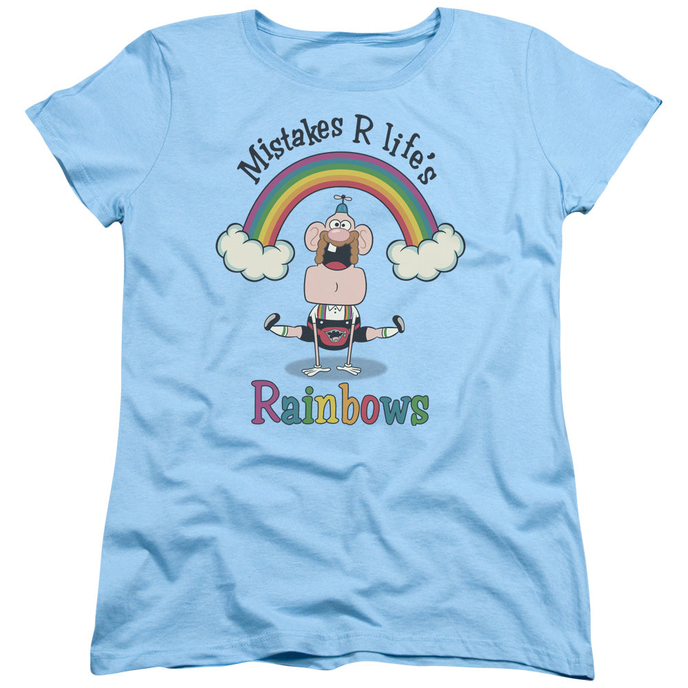 Uncle Grandpa Lifes Rainbows Womens T Shirt Light Blue