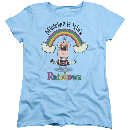 Uncle Grandpa Lifes Rainbows Womens T Shirt Light Blue