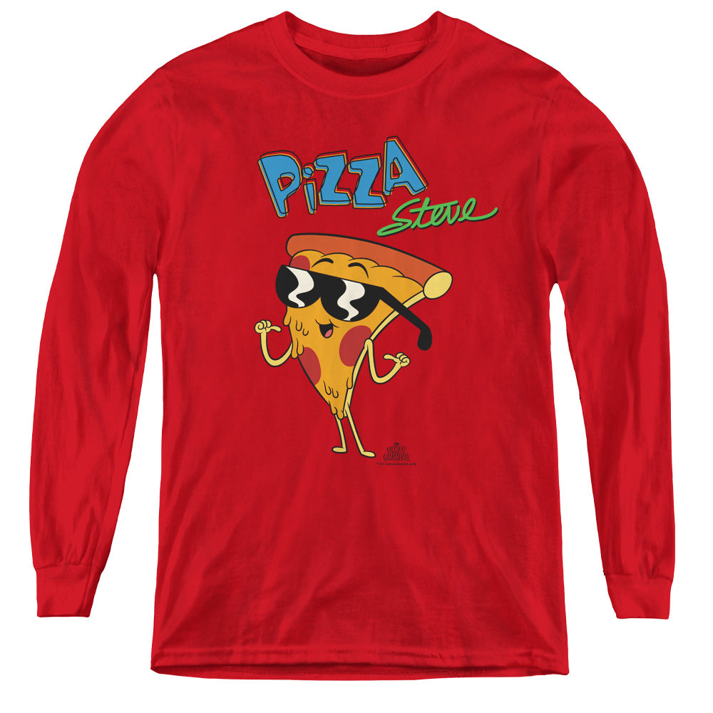 Uncle Grandpa Pizza Steve Long Sleeve Kids Youth T Shirt Red