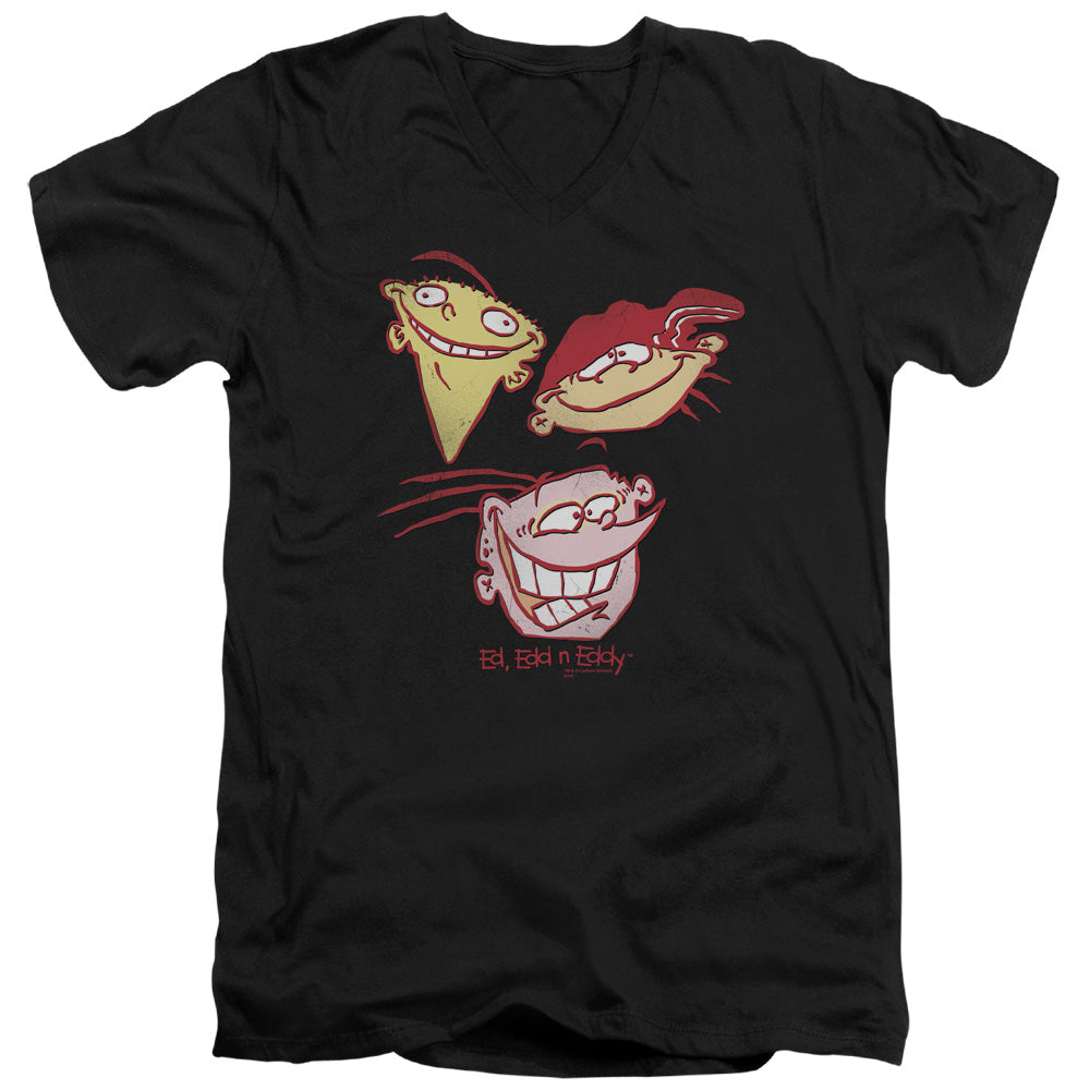 Ed Edd N Eddy Three Heads Mens Slim Fit V Neck T Shirt Black