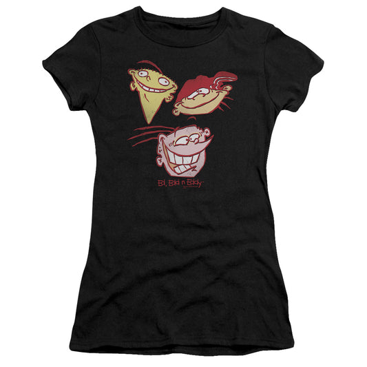 Ed Edd N Eddy Three Heads Junior Sheer Cap Sleeve Womens T Shirt Black