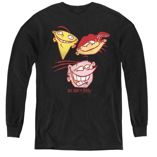 Ed Edd N Eddy Three Heads Long Sleeve Kids Youth T Shirt Black