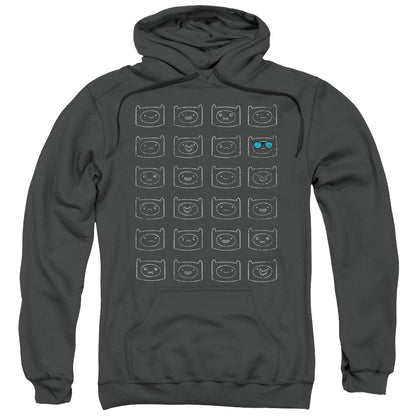 Adventure Time Finn Faces Mens Hoodie Charcoal