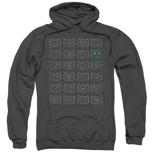 Adventure Time Finn Faces Mens Hoodie Charcoal