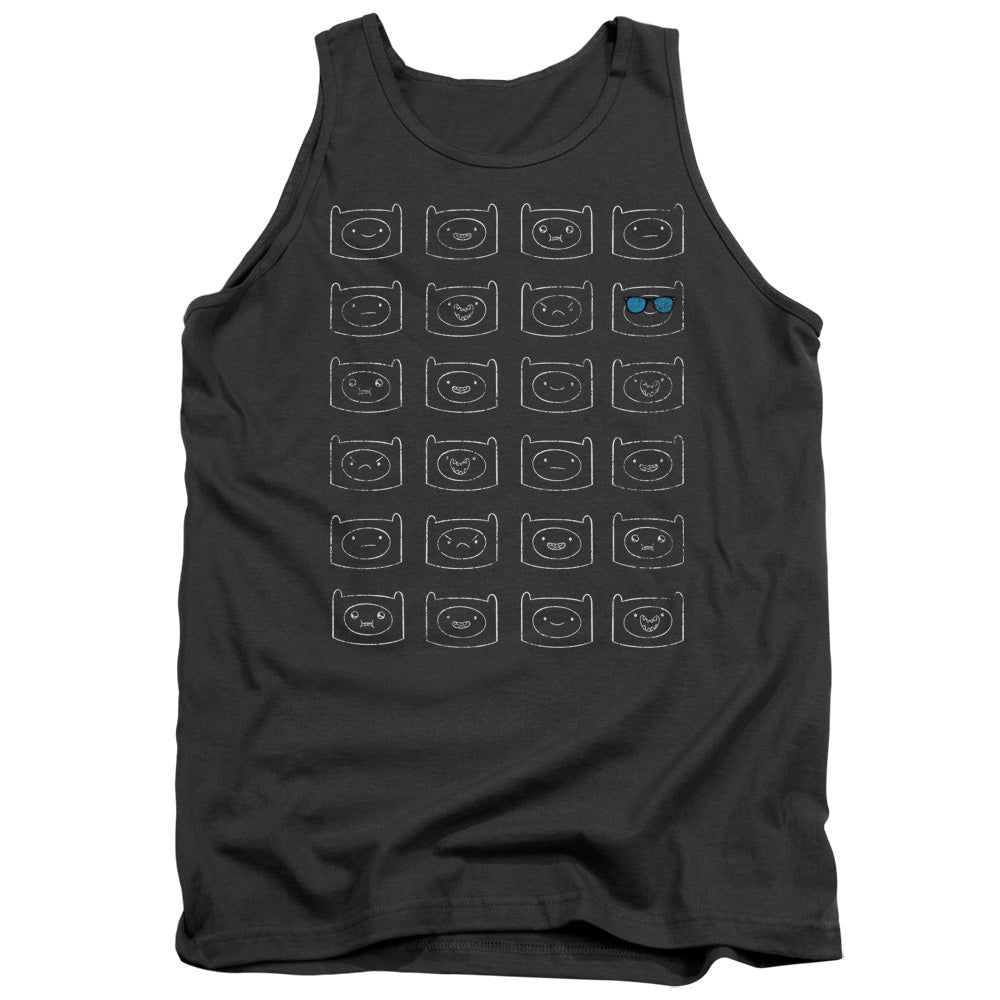 Adventure Time Finn Faces Mens Tank Top Shirt Charcoal