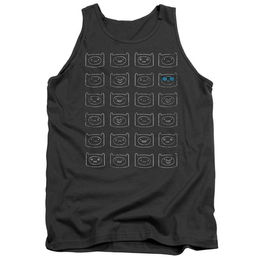 Adventure Time Finn Faces Mens Tank Top Shirt Charcoal