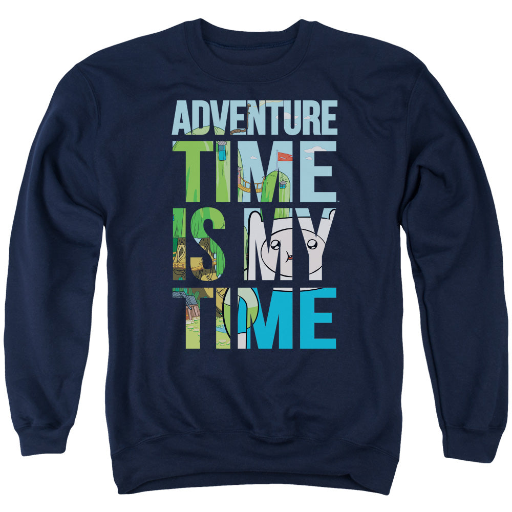 Adventure Time My Time Mens Crewneck Sweatshirt Navy Blue