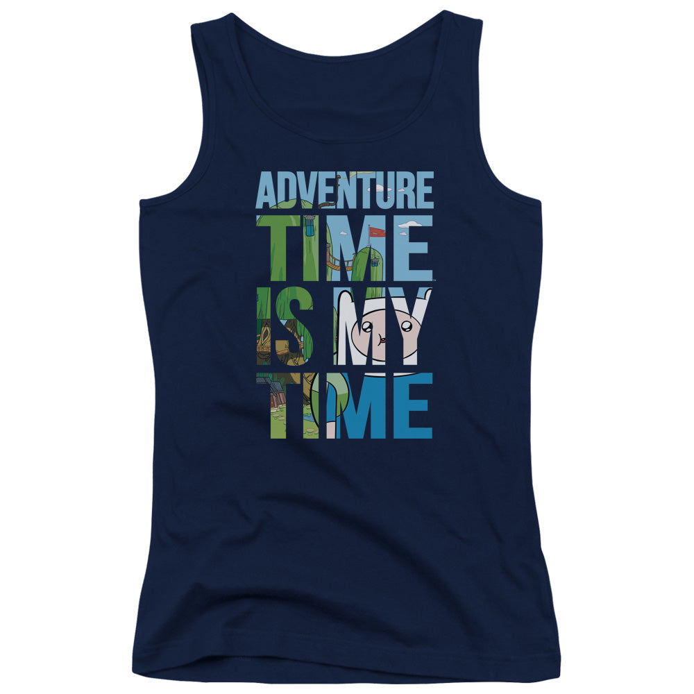 Adventure Time My Time Womens Tank Top Shirt Navy Blue