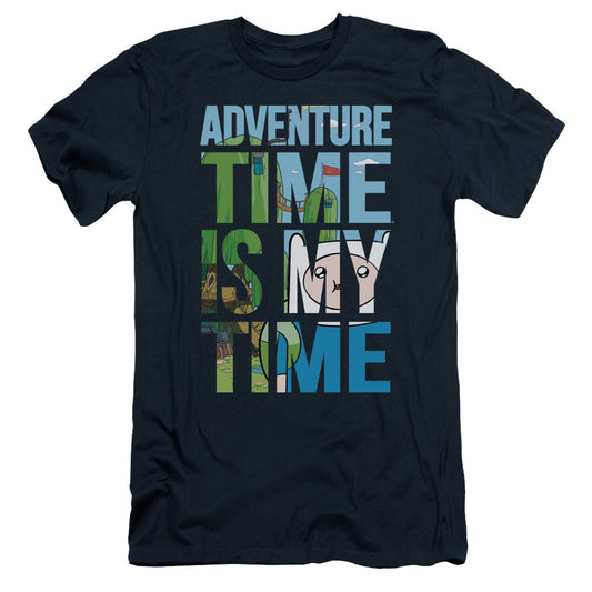 Adventure Time My Time Slim Fit Mens T Shirt Navy Blue