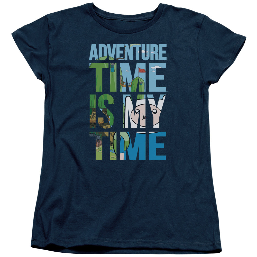 Adventure Time My Time Womens T Shirt Navy Blue