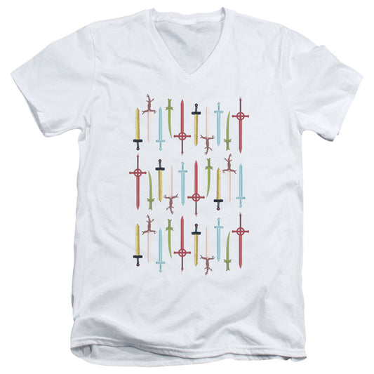 Adventure Time Swords Mens Slim Fit V Neck T Shirt White