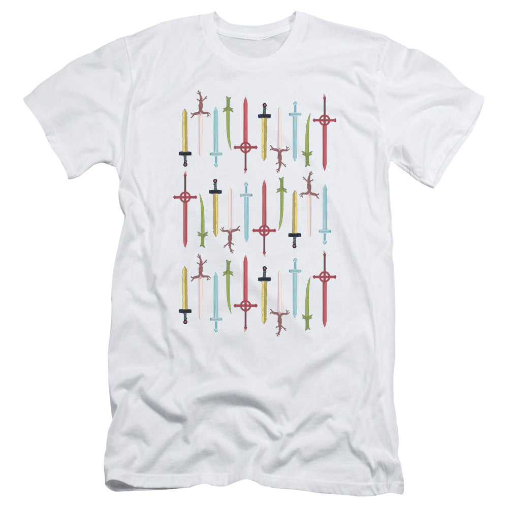 Adventure Time Swords Slim Fit Mens T Shirt White