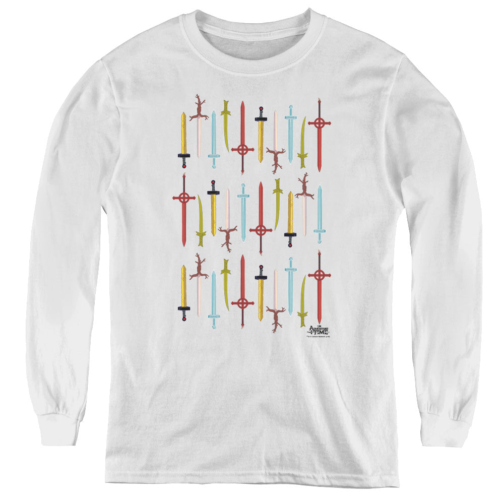 Adventure Time Swords Long Sleeve Kids Youth T Shirt White