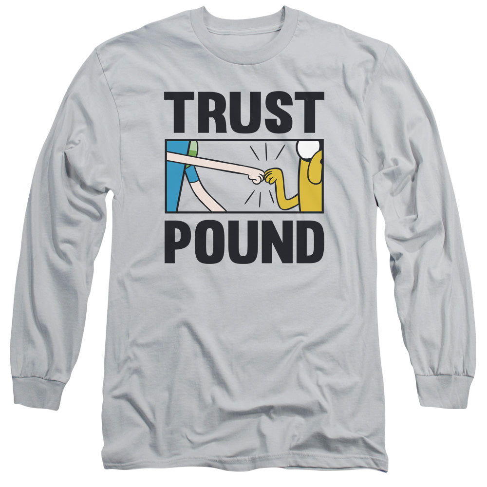 Adventure Time Trust Pound Mens Long Sleeve Shirt Silver