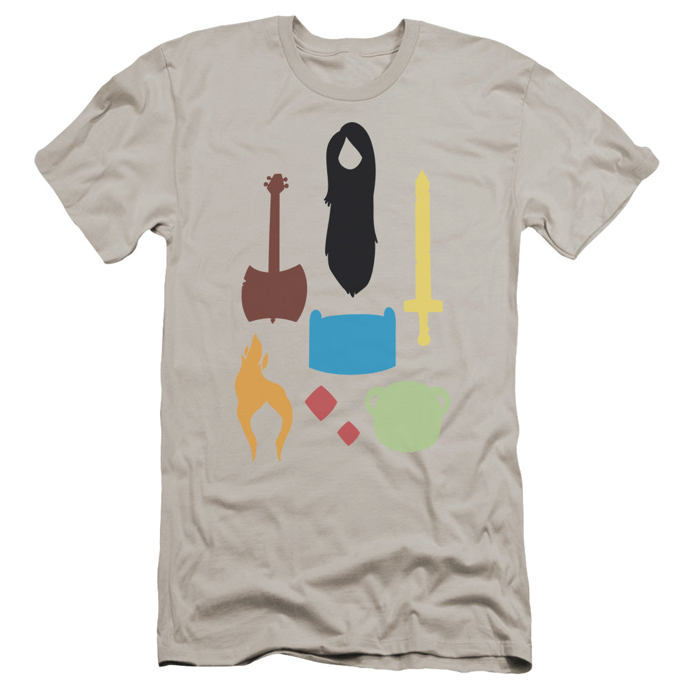 Adventure Time Icons Premium Bella Canvas Slim Fit Mens T Shirt Silver