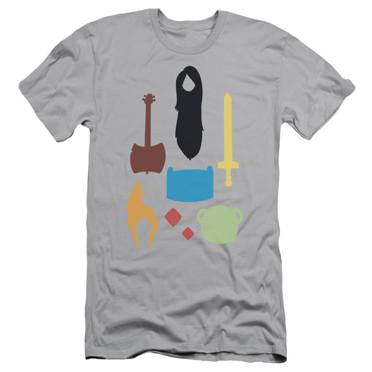 Adventure Time Icons Slim Fit Mens T Shirt Silver