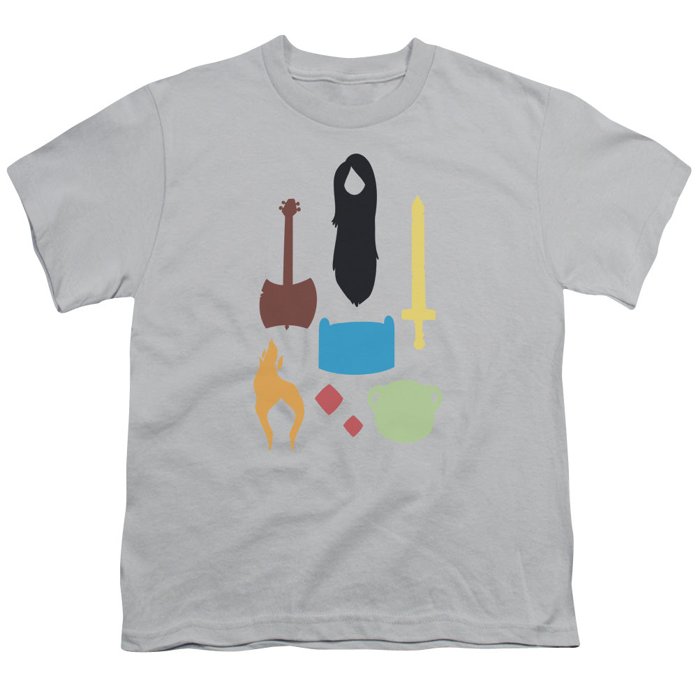 Adventure Time Icons Kids Youth T Shirt Silver