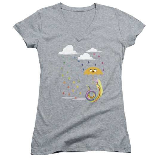 Adventure Time Lady in the Rain Junior Sheer Cap Sleeve V Neck Womens T Shirt Athletic Heather