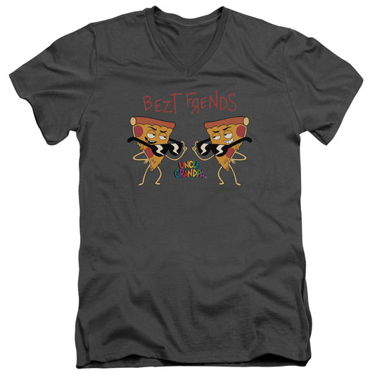 Uncle Grandpa Bezt Frends Mens Slim Fit V Neck T Shirt Charcoal