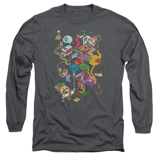 Uncle Grandpa Inside the Rv Mens Long Sleeve Shirt Charcoal